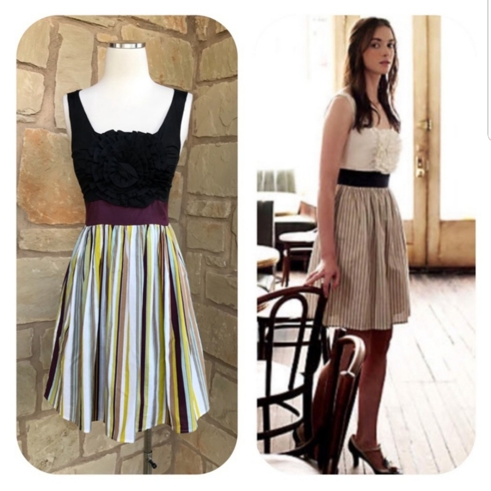 Anthropologie Burlapp Rosette Striped Dress XS
